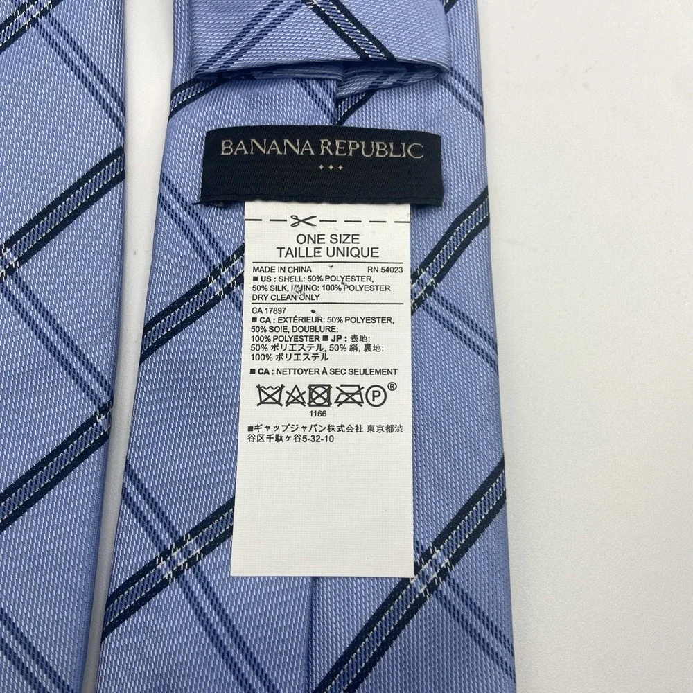 Banana Republic Bel Air Blue Plaid Tie Business Casual Preppy Modern Wedding